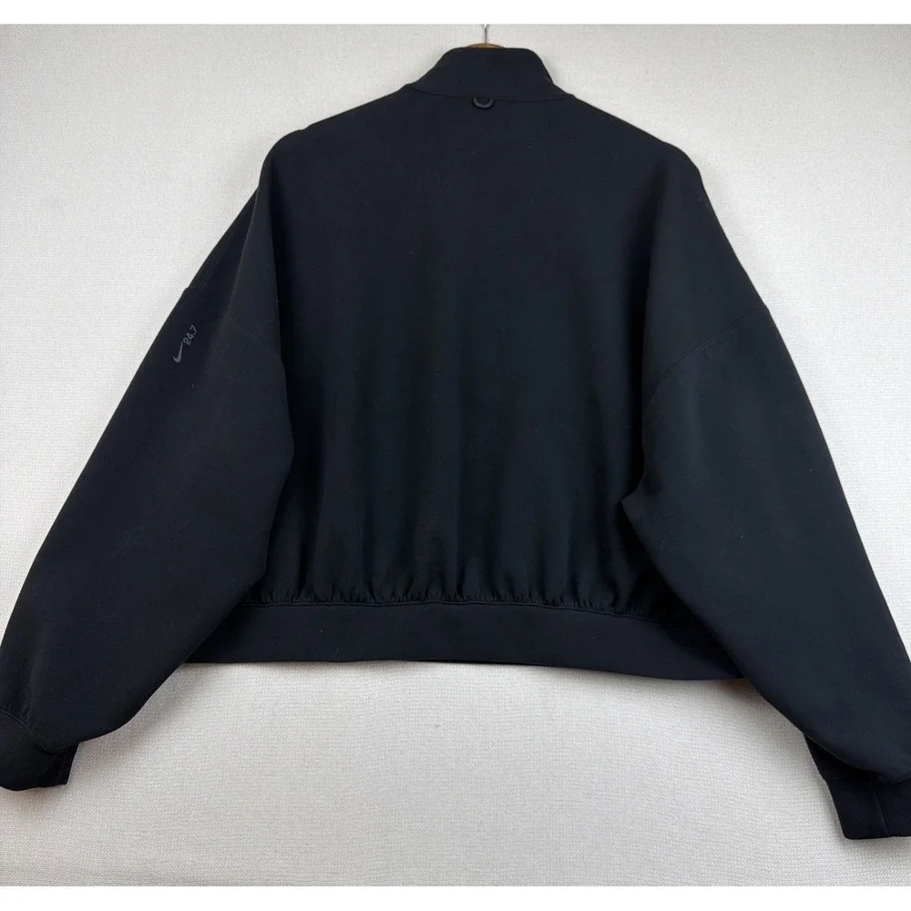 Nike24.7 Dri-Fit 1/2 Zip Pullover Cropped Sweatshirt Size L Black Preppy Stretch